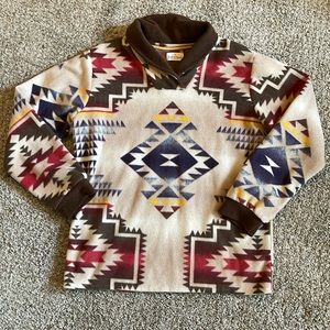 HANDMADE by Double K Designs Tan Western Print Soft Fleece Pullover GUC